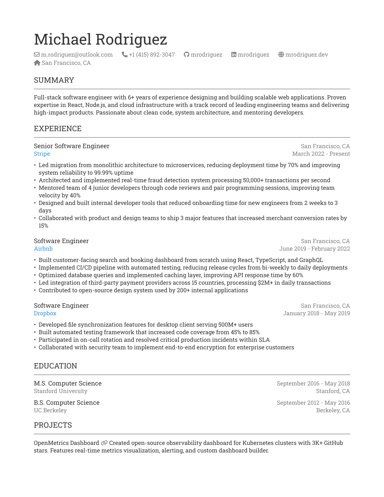 Professional Resume preview