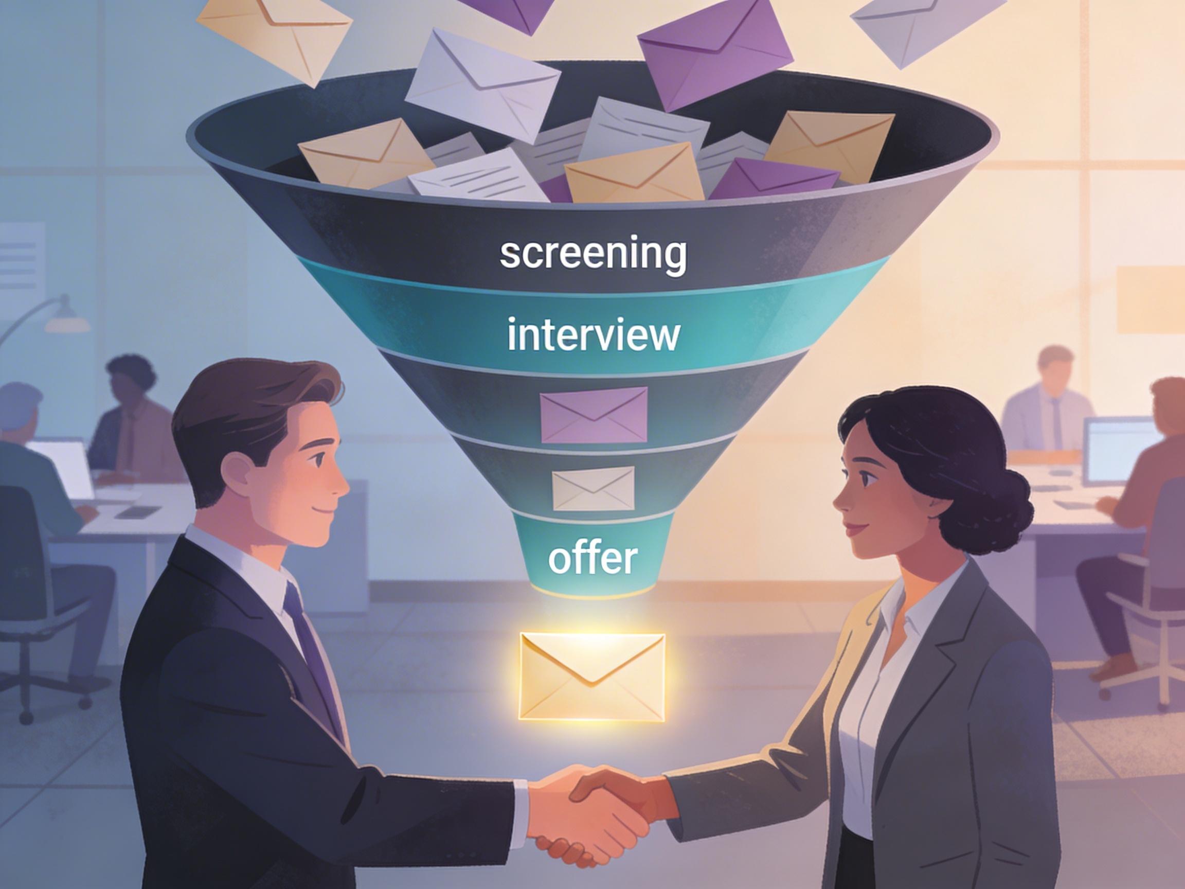 Job application funnel showing conversion rates at each hiring stage