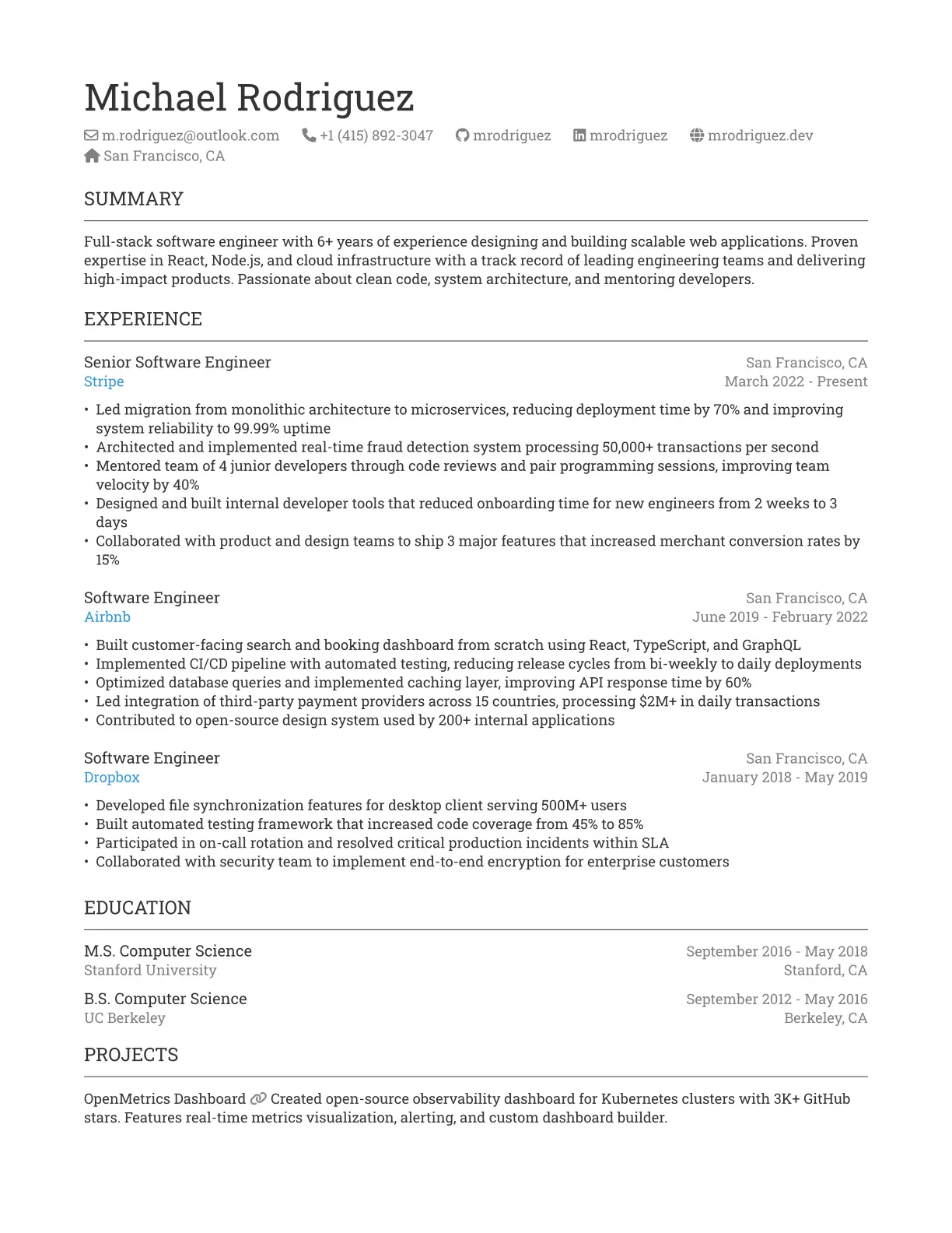 Professional Resume preview