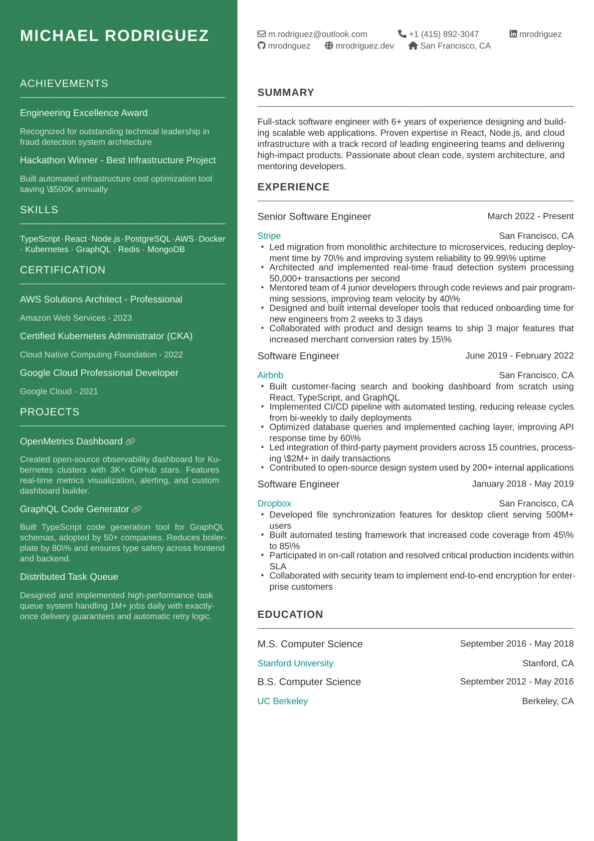 Sidebar template preview with sample content