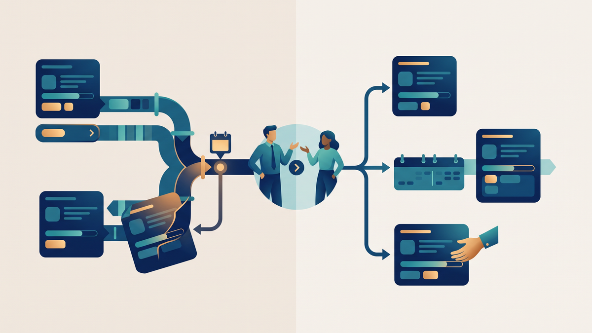 Two competing task paths become a feasible sequence through a changed deadline, smaller scope, or added help