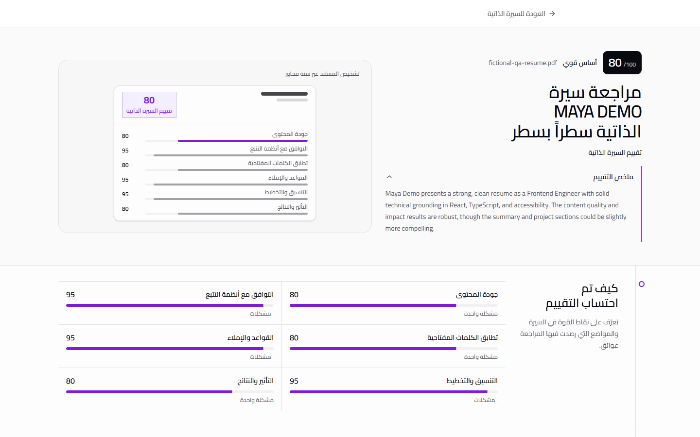 تقرير مراجعة السيرة الذاتية في تدوين مع نظرة عامة وملاحظات مرتبة حسب الأولوية